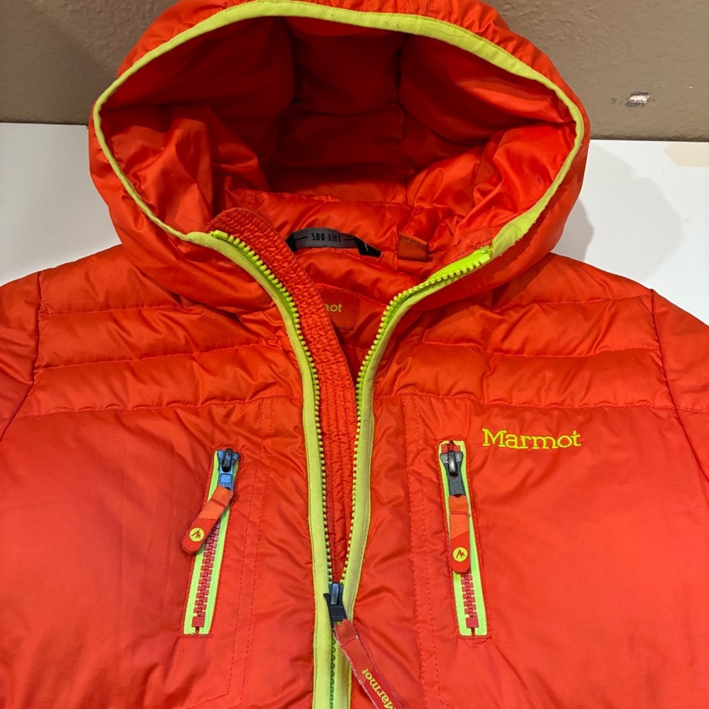 Marmot 700 Fill Hangtime Down Hooded Puffer Coat Youth Large Ski Season Trending - Picture 8 of 11